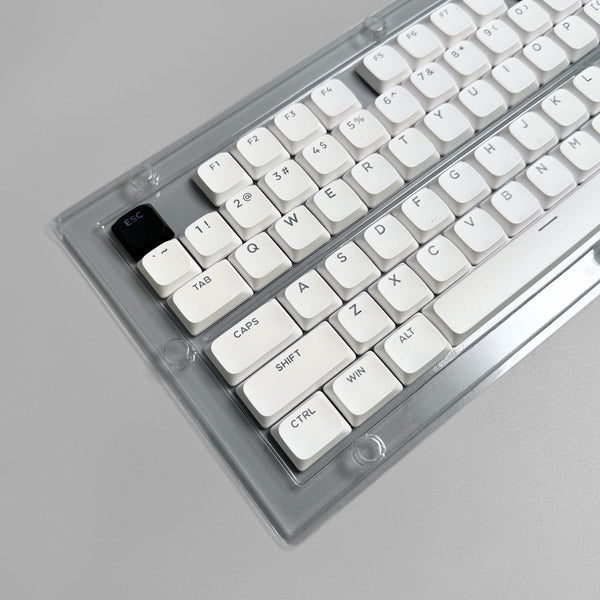Uniform Low Profile PBT Keycap Set with Shine Through Legends for Cherry MX, Choc v2 and Gateron kS-27 / KS-33 Key Switches in White & Black
