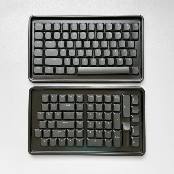 Uniform Low Profile PBT Keycap Set with Shine Through Legends for Cherry MX, Choc v2 and Gateron kS-27 / KS-33 Key Switches in Black