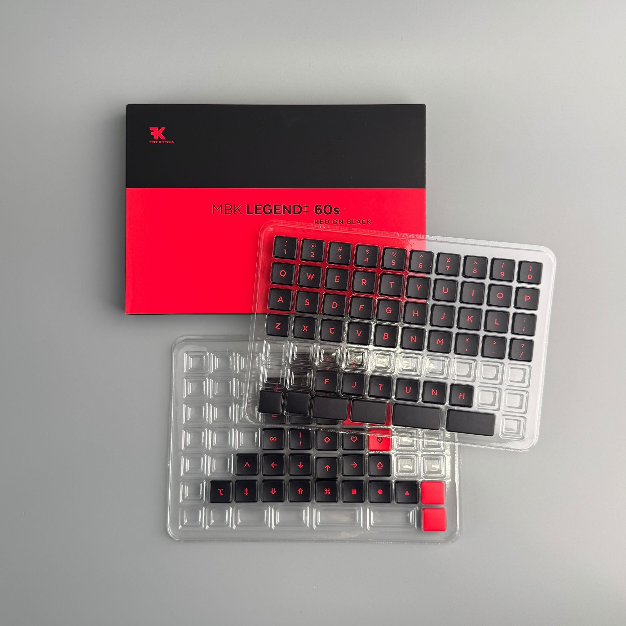MBK Legend ‡ 60s Red on Black Low Profile Choc Spacing Keycap Set with ...