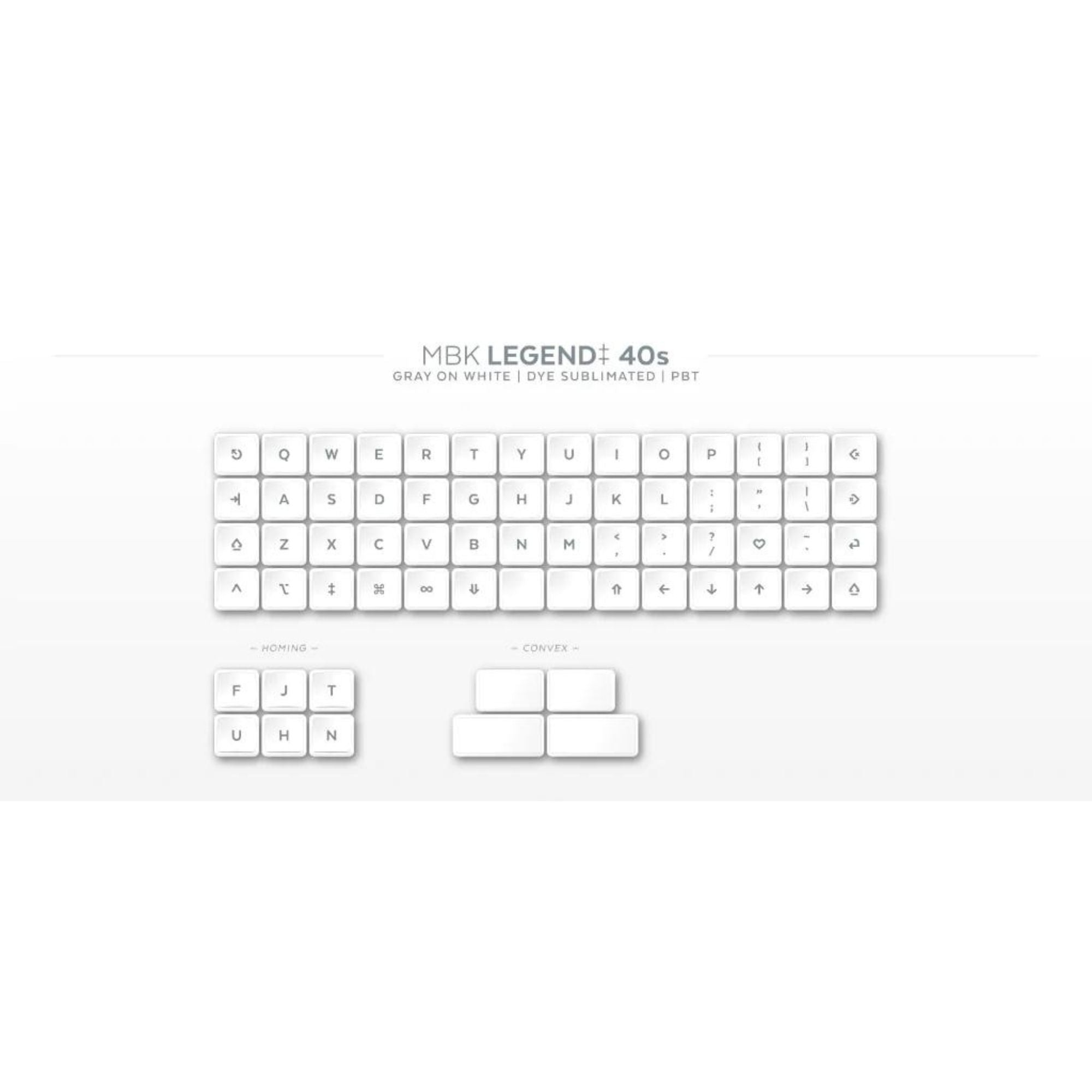 MBK Legend 40s Gray on White Low Profile Choc Spacing Keycap Set - Thumbnail 2