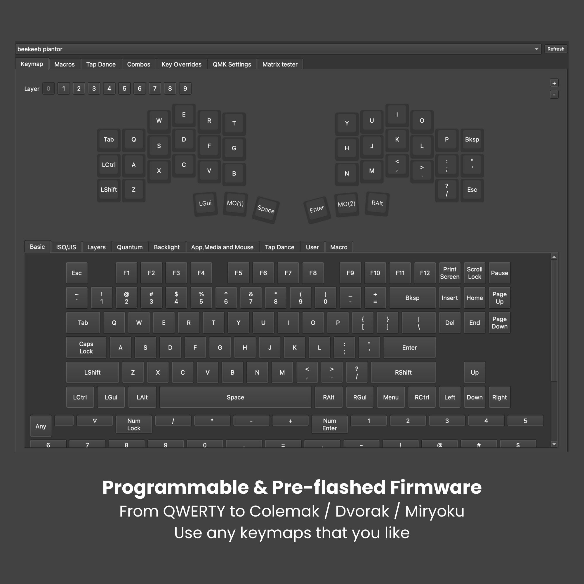 Pre-soldered Piantor Pro 42 Keys RP2040 Low Profile Choc Split Keyboar ...