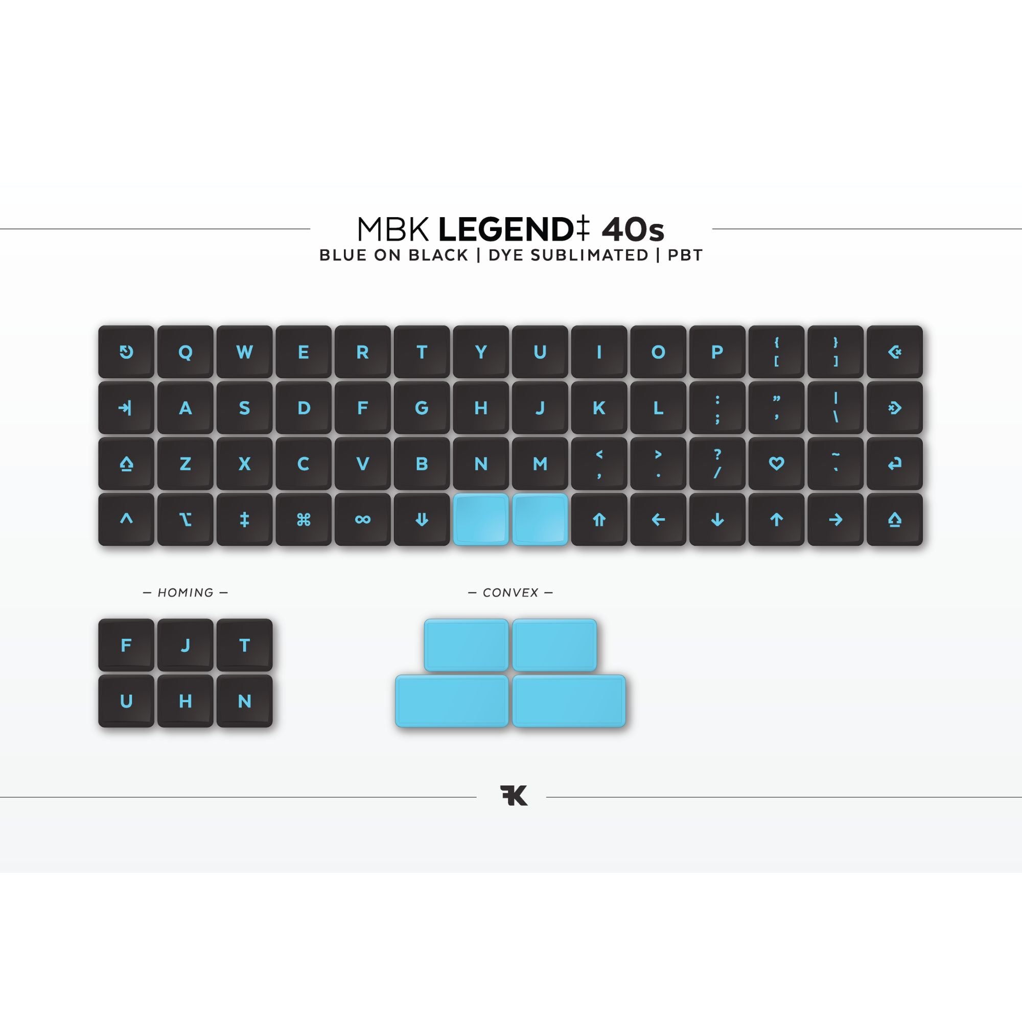 MBK Legend 40s Blue on Black Low Profile Choc Spacing Keycap Set - Thumbnail 2
