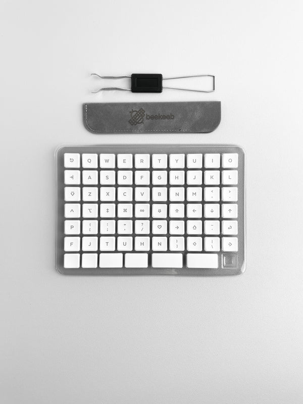 MBK Legend ‡ 40s Gray on White Low Profile Choc Spacing Keycap Set with Keycap Puller