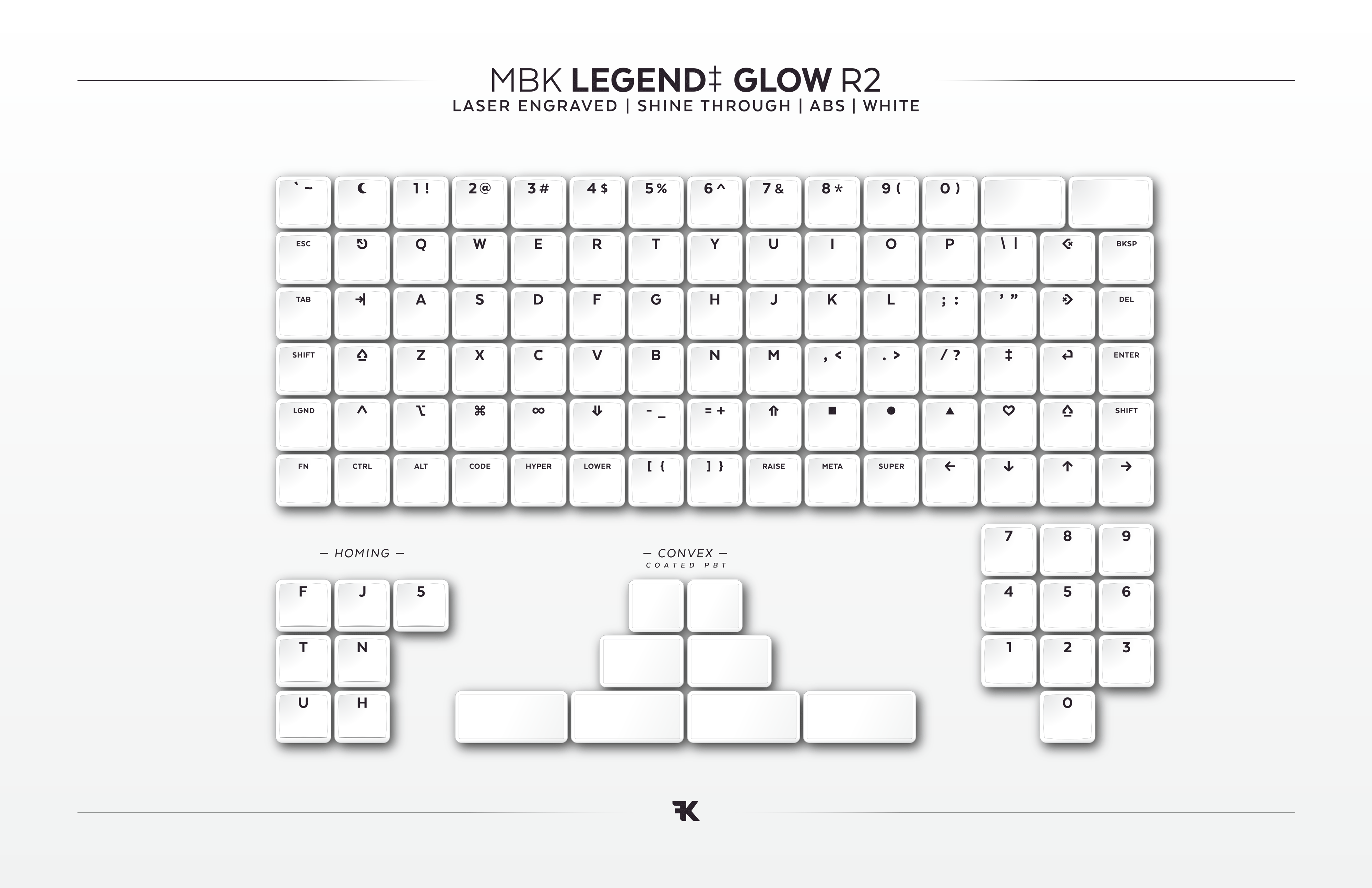 MBK Legend Glow R2 White Keycap Set