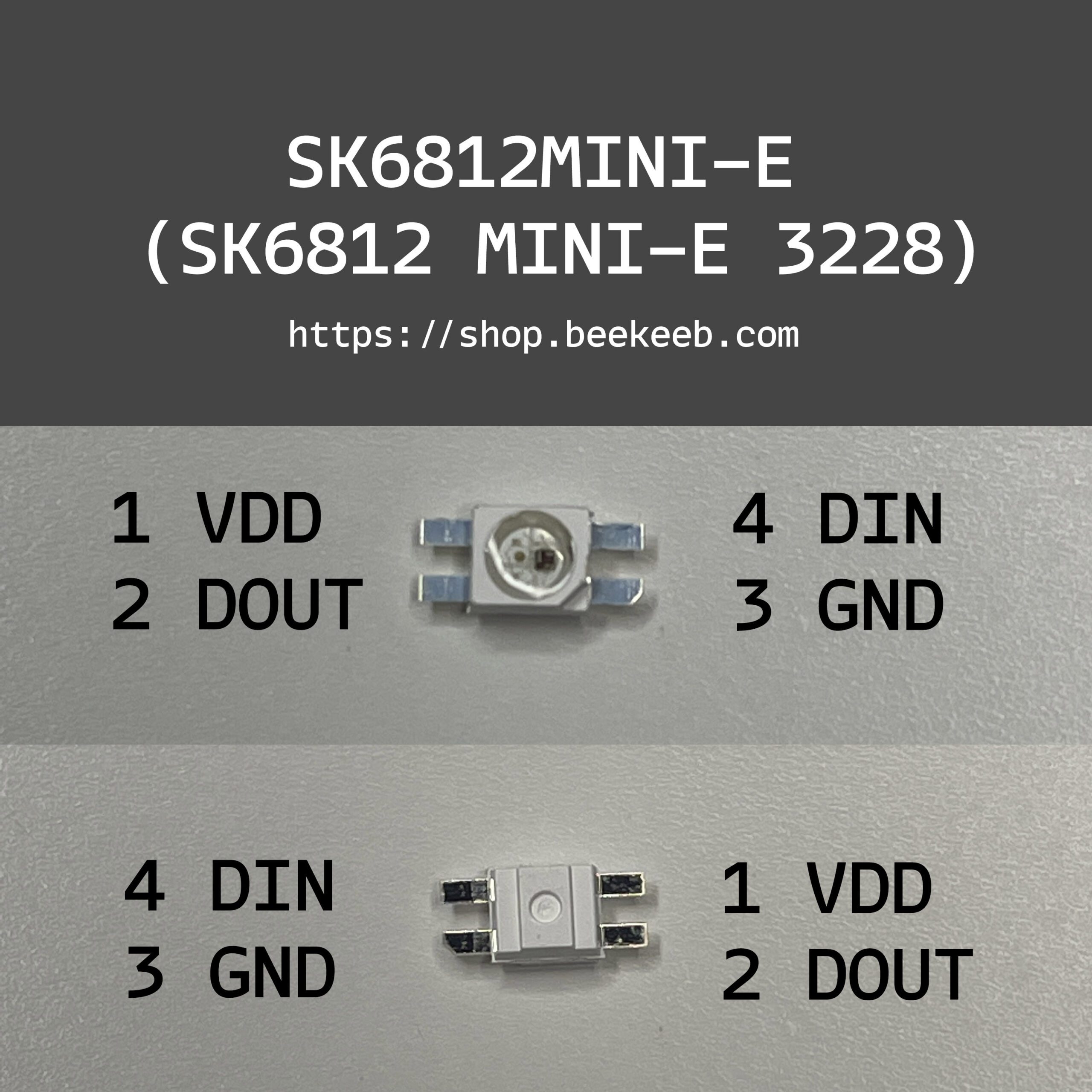 beekeeb sk6812mini-e 3228 SMD RGB LED configuration
