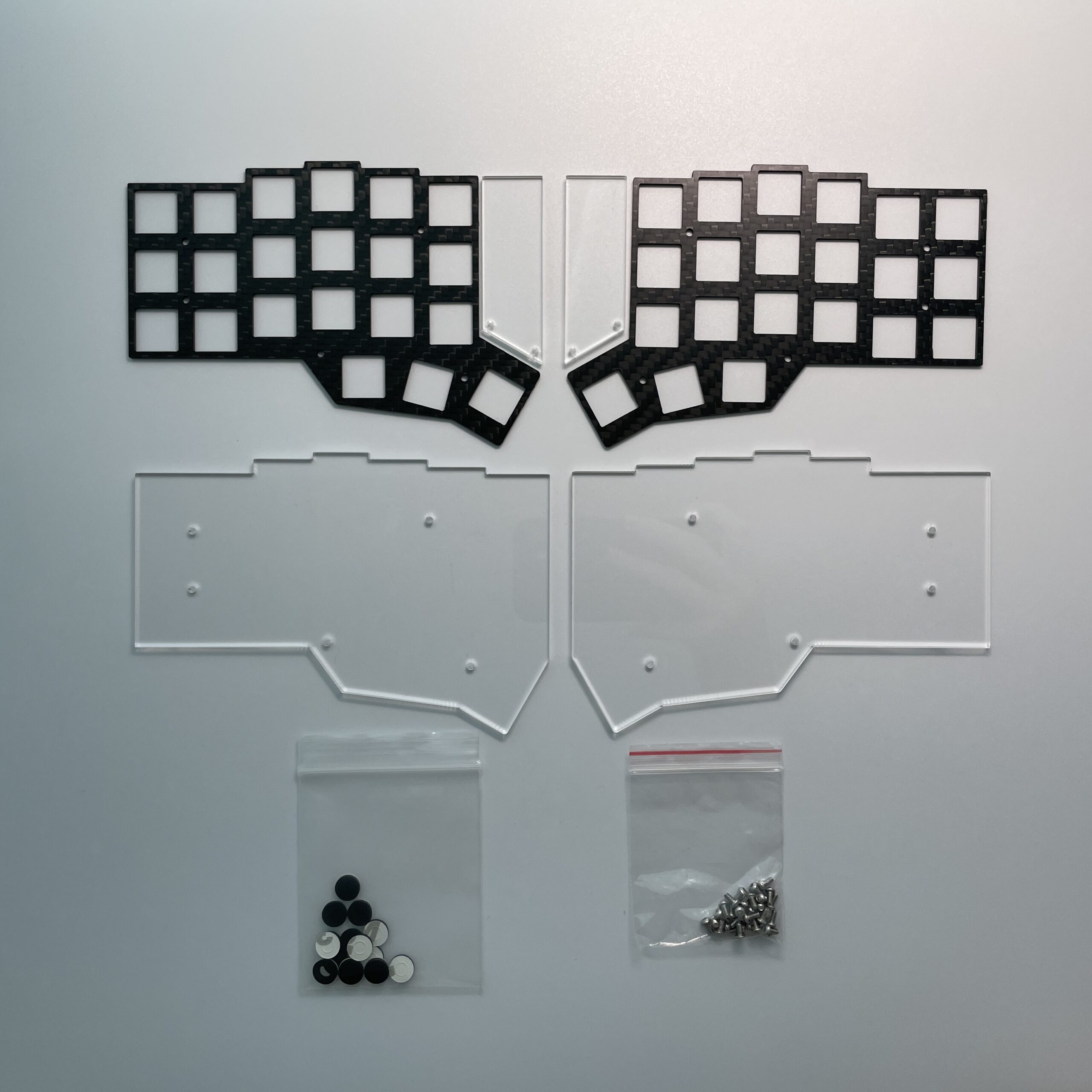 Carbon Fiber Top & Acrylic Bottom Case Kit for Corne Keyboard (crkbd) MX or Choc