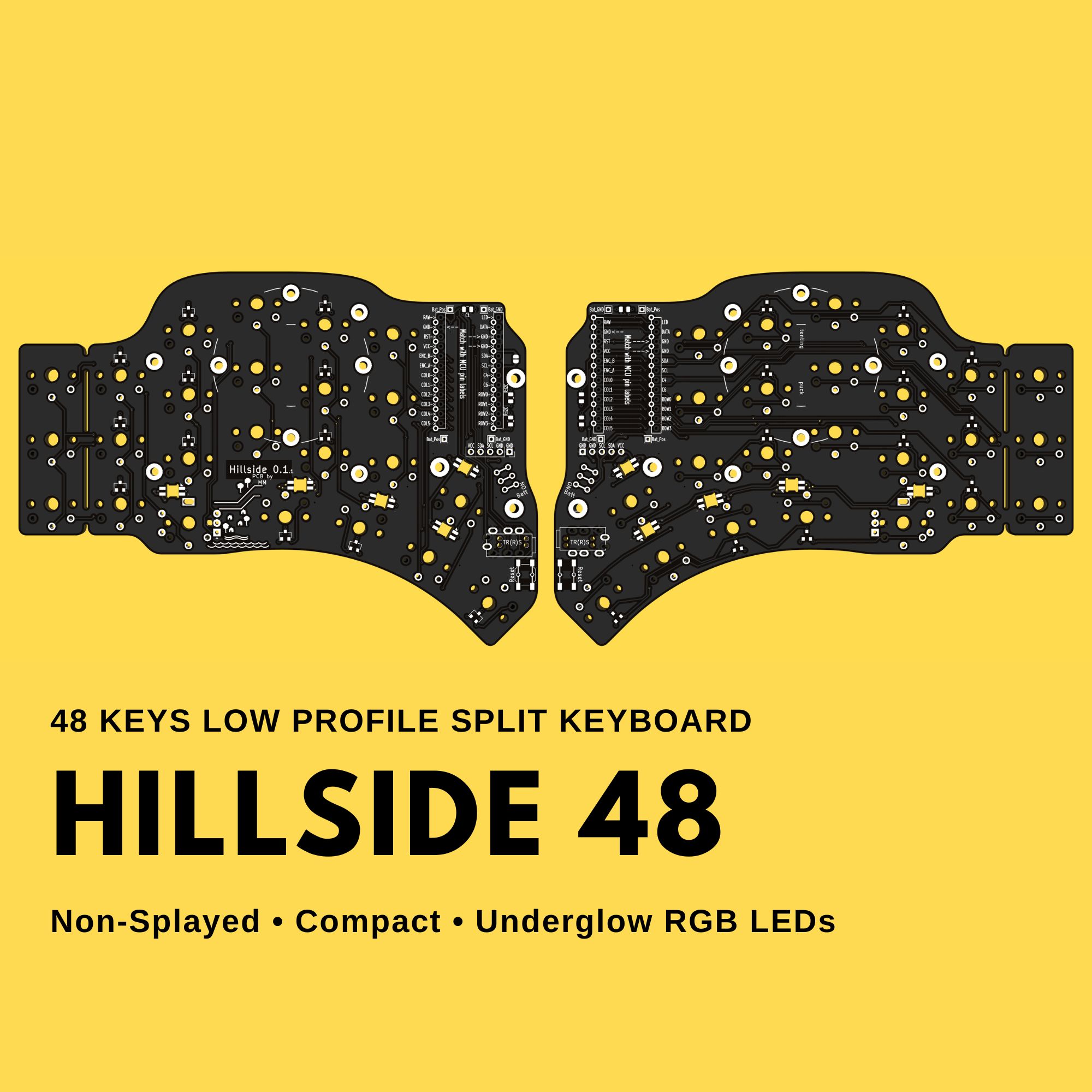 Hillside 48 Low Profile Split Keyboard Non-Splayed