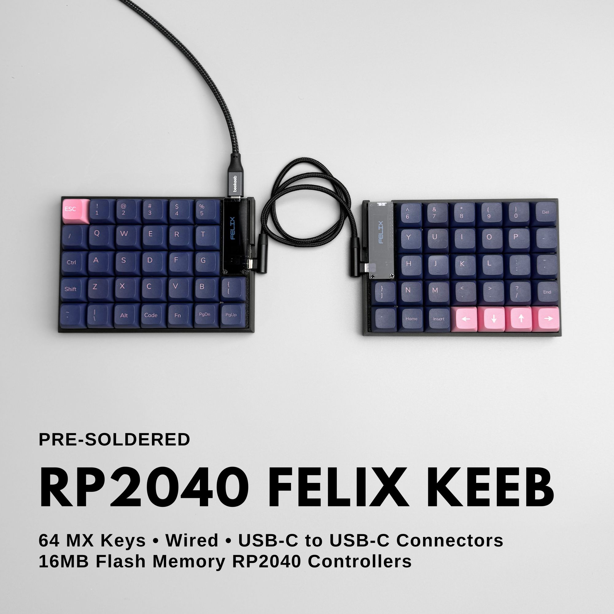 Wired RP2040 Felix keeb RP2040 Helix Hotswap Keyboard