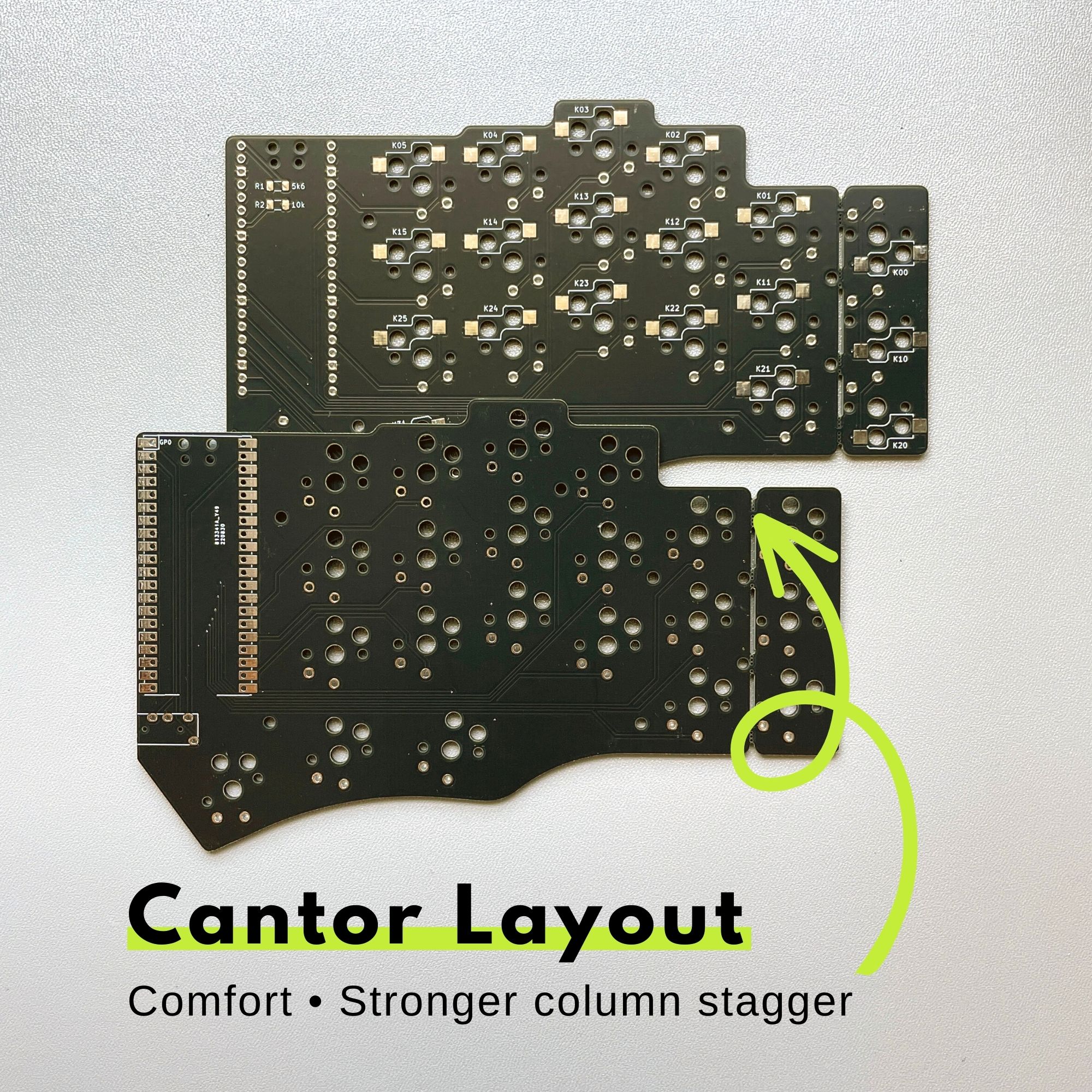 Piantor Keyboard (Cantor Layout with Hotswap) 42 Keys / 36 Keys Diodeless RP2040 Low Profile Split Keyboard DIY Kit