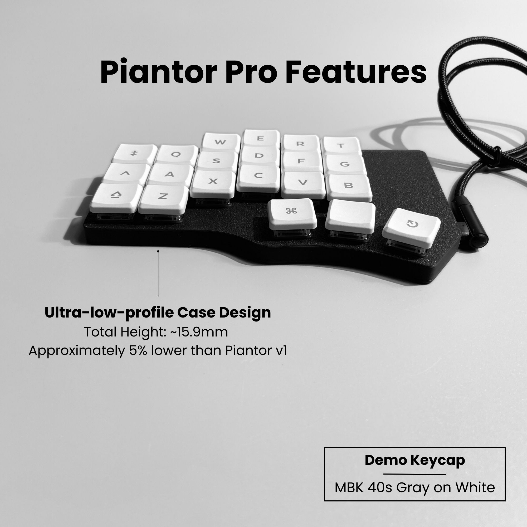 Pre-solder Piantor Pro Keyboard with USB-C connectors split keyboard