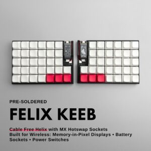 Felix Keeb Wireless Helix Keyboard supports Hotswap Sockets